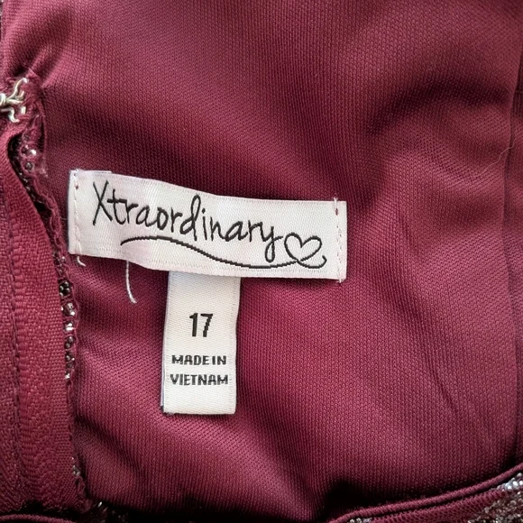 Xtraordinary Elegant Burgundy Junior Teens Dress High Low - Picture 6 of 7